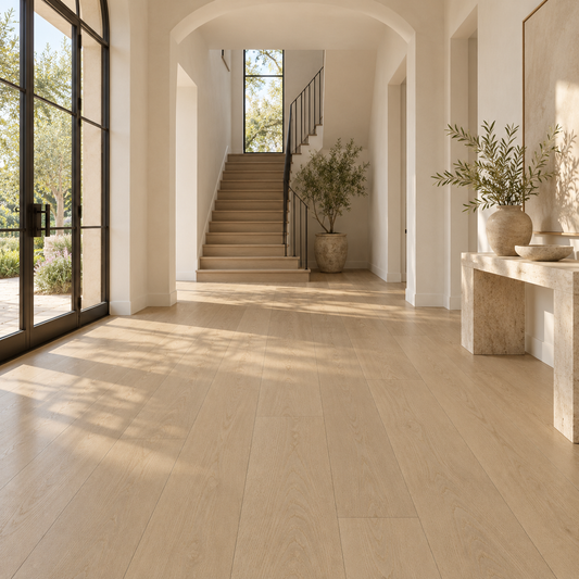 Harvard engineered hardwood installed in an entry foyer