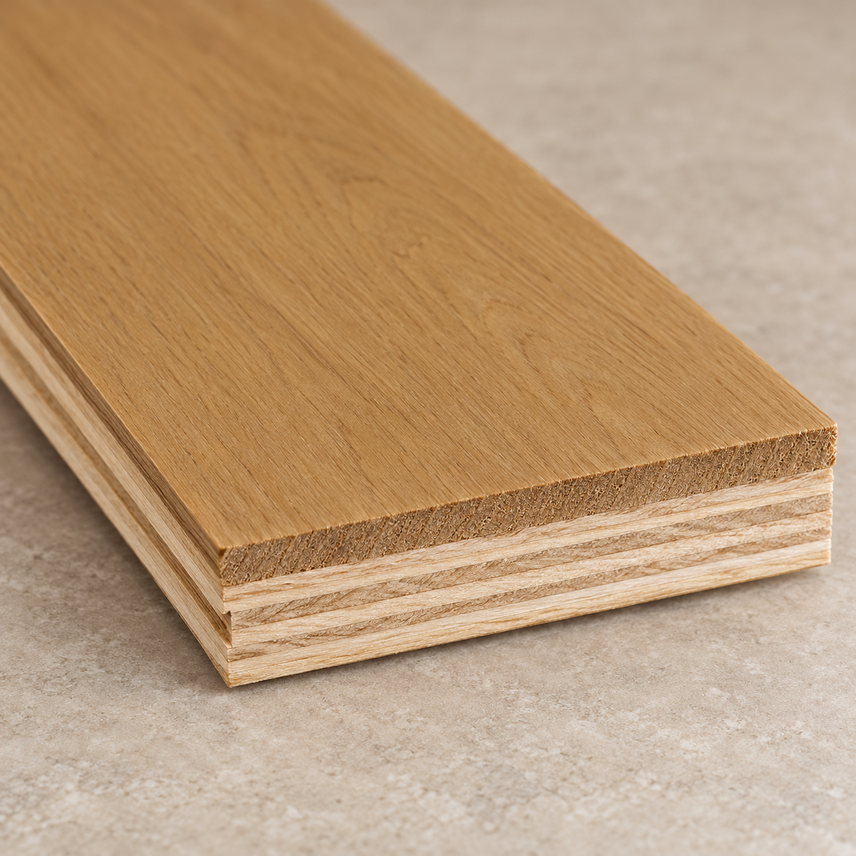 Brown engineered hardwood plank construction