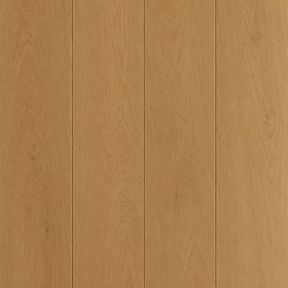 Brown engineered hardwood planks, top view