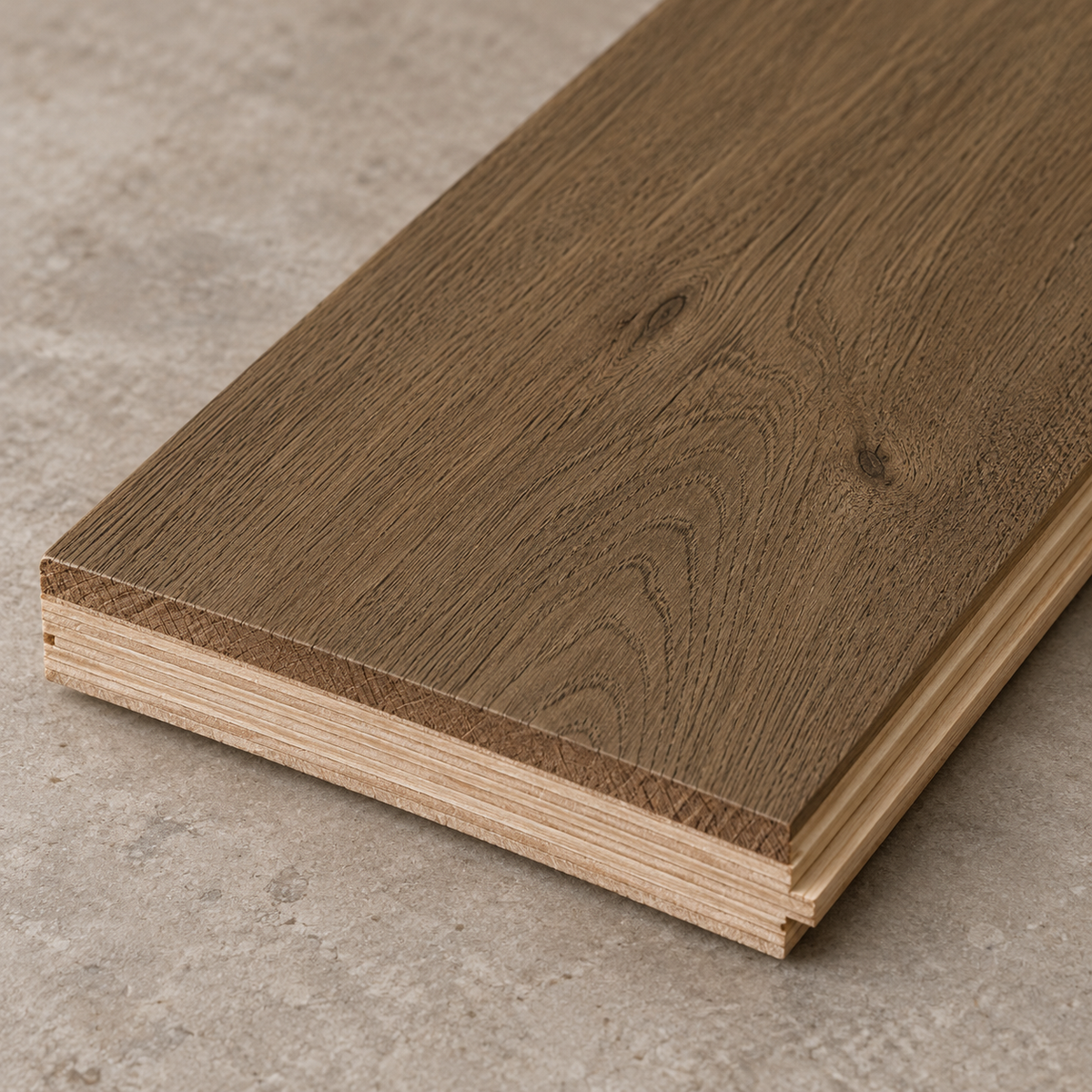 Camel engineered hardwood plank construction