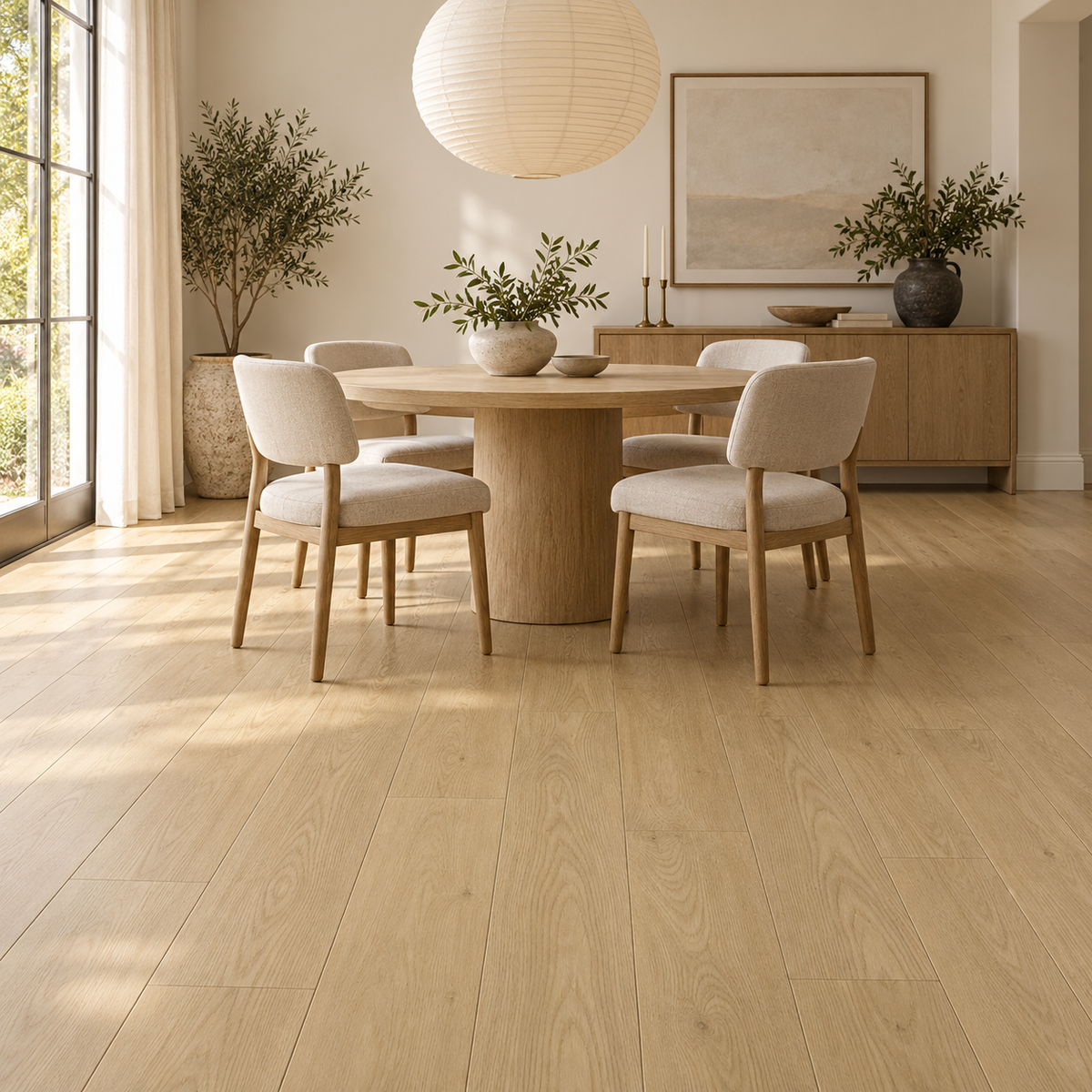 Houston engineered hardwood installed in a dining room