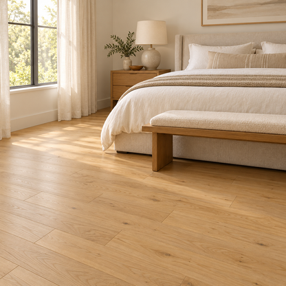 Vernal smoked white oak installed in a bedroom