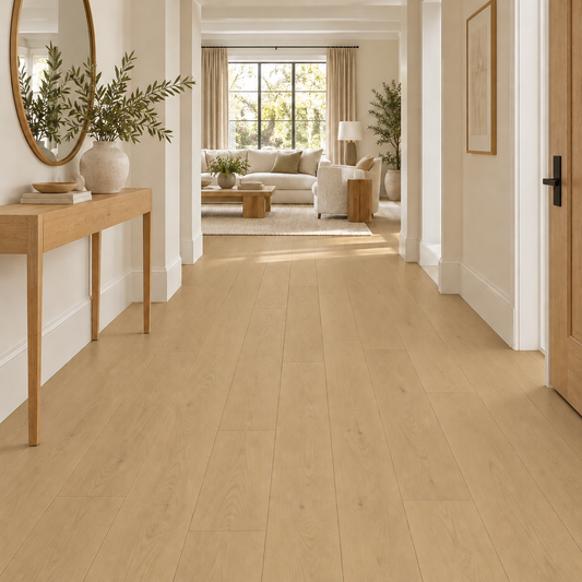 Yale engineered hardwood installed in an entry hallway
